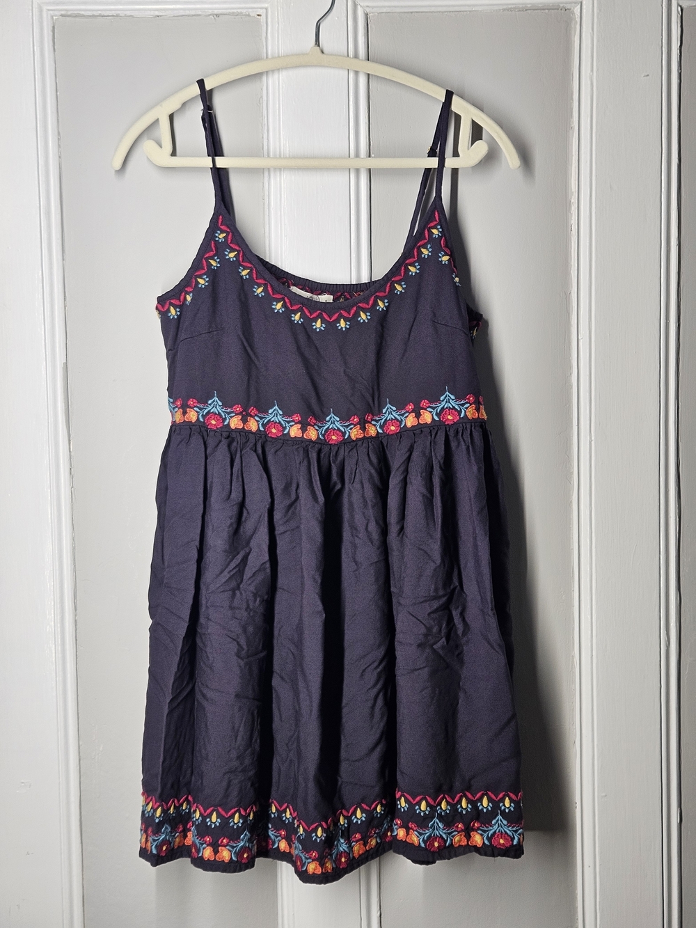 NATURAL LIFE Navy Spaghetti-Strap Embroidered Sundress